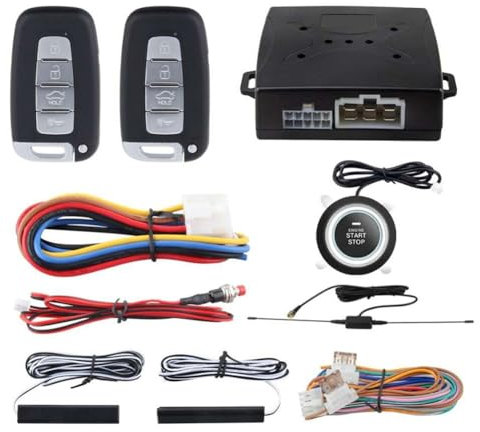 RAGBUSCLE Car Keyless Entry System PKE Mode Remote Control Intelligent Alarm System Central Locking Engine Start and Stop Button Universal for 12V Cars