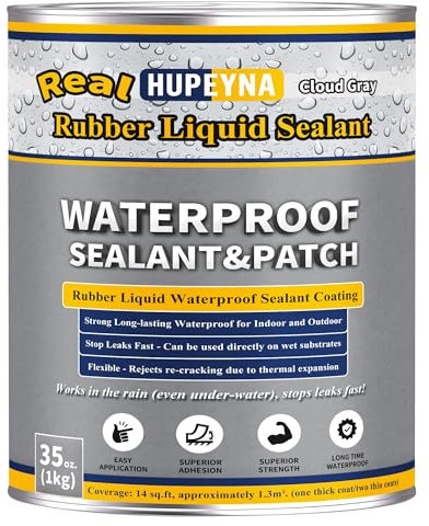 Sigillante Impermeabile Liquido Gomma, Membrana Liquida Rivestimento Impermeabile, Multi-Superficie Riparazione Delle Perdite Colla Impermeabile Esterni-Interni, Impermeabilizzante Grigio Nuvola 1 KG