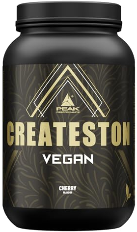 PEAK Createston Vegan - 1545g Geschmack Cherry I 15 Portionen I Post Workout Complex mit Erbsenprotein-Hydrolysat, EAAs, Kohlenhydraten & Pflanzenextrakten wie Bockshornklee & Resveratrol