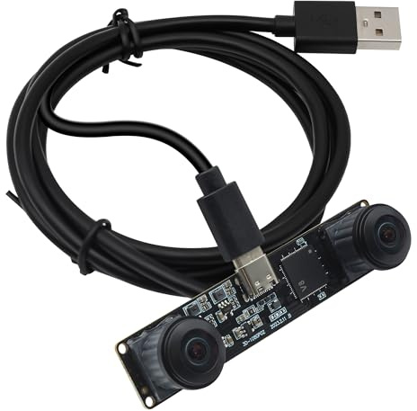 Svpro Módulo de cámara USB de doble lente, 1080P 60 fps, ojo de pez, UVC, cámara industrial, sincronización, grabación en color con objetivo M12, cámara de gran angular sin distorsiones