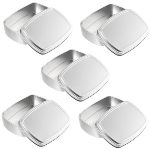 STOBAZA 150ml Aluminiumbehälter Silber Rechteckige 5 Stück mit Deckel