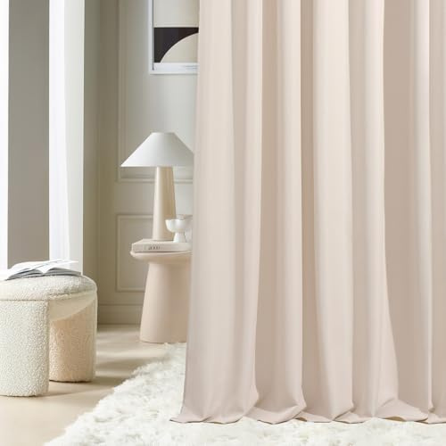 ROOM99 Vorhang mit Silberen Ösen Aura 140 x 240 cm Breite x Höhe Schiebegardinen Modern Curtain Wohnzimmer Schlafzimmer Helle Creme, 1 Stück