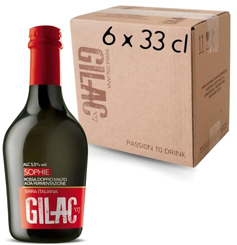 GILAC SOPHIE RED ALE - Birra artigianale Rossa 6 Bottiglie da 33 cl - Birra Rossa Italiana Non Filtrata e Non Pastorizzata, Birre artigianali confezioni regalo - Gradazione Alcolica 5.5% Vol