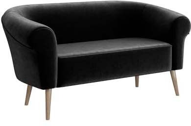 MEBLINI Mini Sofa 2-Sitzer für Wohnzimmer - Mini Lounge für Zwei Personen - Küchensofa - Sofa Klein - Emilia - 2 - Schwarz Samt