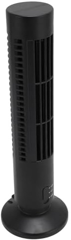 GOWENIC Ventilatore a Torre da Scrivania, Ventilatore Senza Lama con 2 velocità, Raffreddamento Silenzioso, Ventilatore da Terra Portatile per Casa, Ufficio (BLACK)