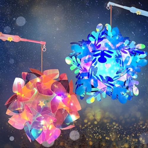 St Martin Laterne Bastelset, Laternenstab Kinder Led,Tragbare Laterne für Kinder, Martinslaterne mit Laternenstab, Multicolor Laternen Bastelset, Kinder für Martinsumzug, Halloween, Weihnachten, Party