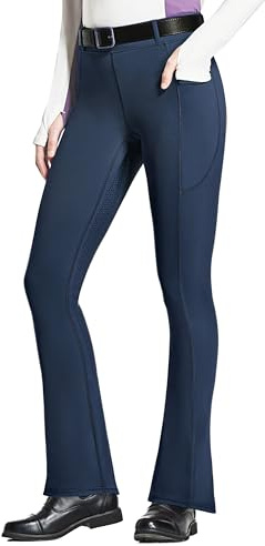 FitsT4 Sports Pantalon d'équitation bootcut pour femme - En silicone - Avec poche pour téléphone portable et passants de ceinture - Pour l'équitation, l'entraînement équestre, le tournoi d'équitation,