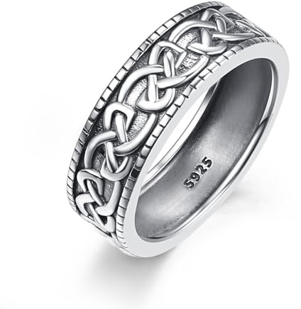 ADMETUS 925 Sterling Silber Keltischer Knoten Ring Hochzeit Ringe für Herren Keltische Ringe Keltischer Schmuck Geschenke für Herren Ring Größe 49.3-74.8 (15.7-23.8)