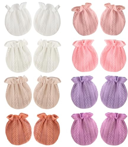 DRESHOW Moufles pour Bébé Nouveau-né Gants pour Nourrisson Gants en Coton Sans Rayures pour 0-6 mois