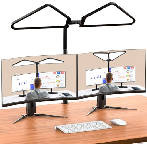 LETIANPAI LED Desk Lamp, Eye-Caring Table Lamps Natural Light Protects Eyes Dimmable 5 Color Modes Multi-Angle Flexibility Ultra-Large Dual-Source Clamp-On Gooseneck Desk Lamp