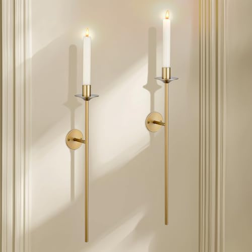 Sziqiqi Wall Candle Holder Gold: Candle Sconces Wall Decor Set of 2 for Dining Room Wall Hanging Candle Sticks Holder for Living Room Fireplace