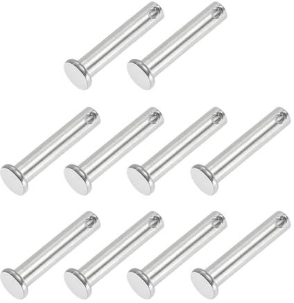PATIKIL 8 x 40 mm Pasadores de Horquilla de un Solo Orificio, 10 Piezas de Pasadores de Cabeza Plana de Acero Inoxidable 304 para Sistemas de Bloqueo de Pasador de Enganche, Plata
