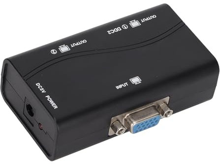 ZJchao Adaptateur Double Moniteur, Répartiteur VGA 250 MHz alimenté par USB pour 1 PC vers Projecteur Double Moniteur
