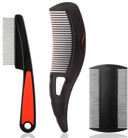 Nogeqi 3 PCS Dandruff Comb, Scalp Comb for Dandruff, Stainless Steel Head Lice Comb for Effective Dandruff Removal Nit Combs for Thick Long Hair for Women Man Adults Kids Hair Types