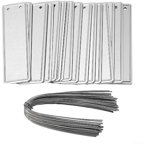 50 etiquetas de aluminio para plantas, etiquetas de metal impermeables de doble cara, etiqueta de identificación de árbol, etiquetas de jardín para marcadores de plantas, con bridas para cables
