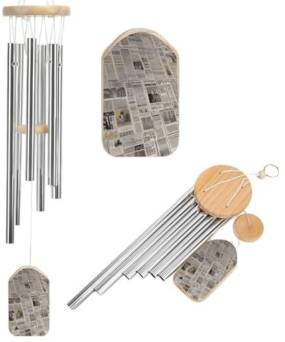 Zeitungswindspiel für draußen, einzigartige Aluminiumröhren, Gedenk-Windglocke, groß, tiefer Ton, Windspiel für Terrasse, Garten, Dekoration, Geschenk für Mutter, Frauen, Nachbarn