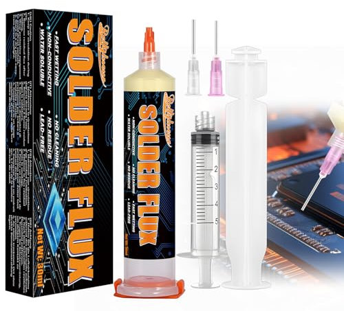 Bellifluous Flussmittel Löten, Lötpaste, 1 Stück Lötzinn Mit Flussmittel. Mit 2 Nadeln und 1 Schubstange, Kein Reinigungs Flussmittel für Präzises Elektronisches Löten von IC/CPU/PCB/LED/BGA/SMD