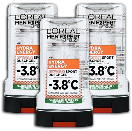 3 er Pack L’Oréal Paris men expert Duschgel & Shampoo Hydra Energy Extreme Sport -3,8°C 3 x 250 ml