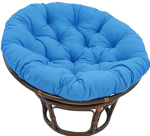 Generisch Papasansessel Kissen Outdoor, Wasserdicht Hängesessel Kissen Rund Sitzpolste, Gemütliches Stuhlauflage Abnehmbar Sitzkissen, Für Gartenstuhl, Rattansessel,Schwingsessel,Peacock Blue,60cm