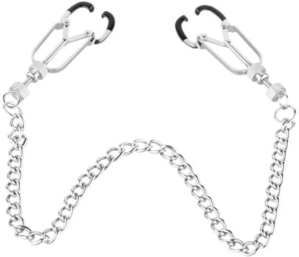 Kutocesy Pinces Pour Mamelon Réglables Avec Chaîne – Pince Teton Sexuelle En Acier Manganèse – Bdsms Set Accessoires Hard Discret Pour Femmes (Silver)