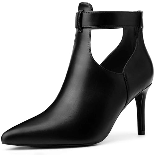 Allegra K Women's Cutout Back Zip Stiletto Heel Ankle Boots Black 5 UK/Label Size 7 US