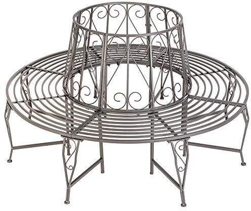 tectake® Banc de Jardin Circulaire 164 x 164 x 89 cm, Style Vintage 360°, en Acier résistant aux intempéries, Max. 300 kg, Banc d'arbre, Mobilier de Jardin, Banquette extérieure pourtour d'arbre