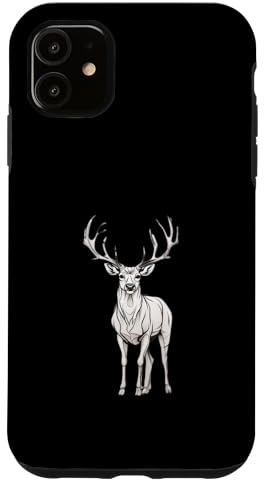 Cerf minimaliste avec bois en illustration linéaire Coque pour iPhone 11