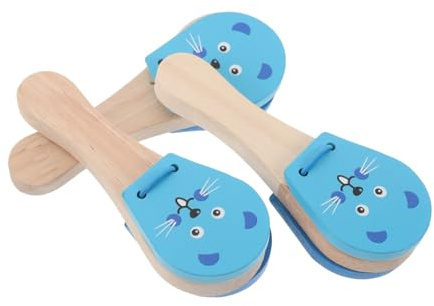 DECORNIJIA 3 Stück Teiliges Holz Rassel für Natürliche Klanghölzer mit Mausmotiv Ergonomisch für Kleine Hände Leicht und Sicher Fördert Musikalische Früherziehung und Motorische Fähigkeiten