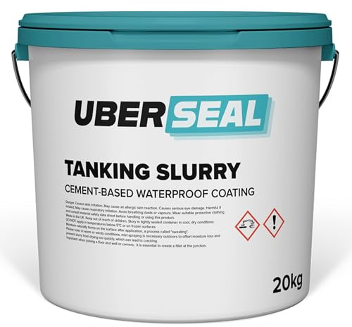 Uberseal Tanking Slurry – Waterproof Coating for Brick, Block & Concrete Walls – Basement, Cellar & Below Ground Damp Proofing – Easy Brush, Roller or Spray Application – 20kg