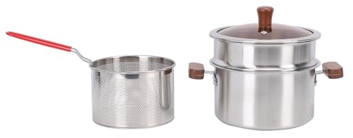 Fabater Pentola per Filtro Olio in Acciaio Inossidabile, Friggitrice 3 in 1 con Cestello e Vaporiera, Contenitore per Olio Multifunzione, Pentola per Pasta per Frutti di Mare