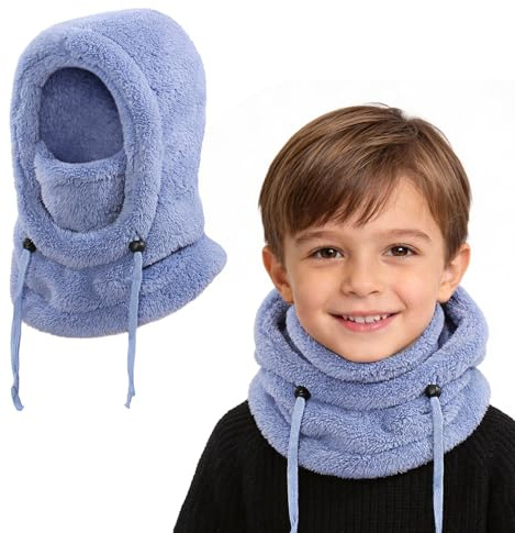 AYPOW Passamontagna Invernale in Pile Termico Bambini 3-10, Maschera da Sci Multifunzionale Antivento Regolabile, Berretti Cappello in Pile Caldo Cappuccio Scaldacollo Sciarpa per Ragazzi Ragazze