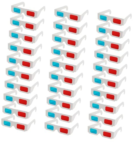 DIYEAH Occhiali 3d in Cartone Anaglifi Usa e Getta Lenti Rosse, Set da 30 Pezzi Leggeri e Portatili per Cinema e Video, Adatti e Adulti per Esperienze Visive a Casa