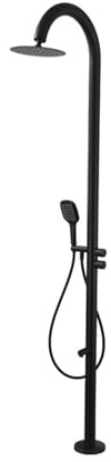 Doccia per esterni, colonna doccia autoportante in acciaio inox con aeratore anti-spruzzi e rubinetto girevole a 360° per cortile, spiaggia, piscina, giardino