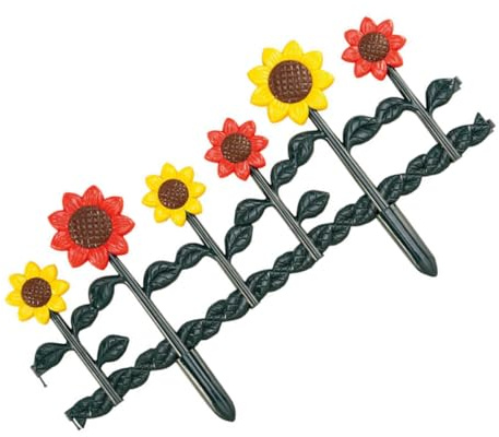 CALLARON Recinzione da Esterno Decorativa in Plastica Motivo Girasole, Bordura per Aiuole Leggera e Liscia, Pannello per Prato e Vialetti, per Spazi Verdi e Cortili
