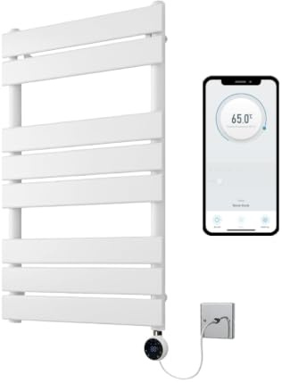 Richmond White WiFi Electric Heated Towel Rail 400mm W x 800mm H | Smart WiFi Controlled, Flat Design, 7 Day Programming, App Compatibility, Wall Mounted