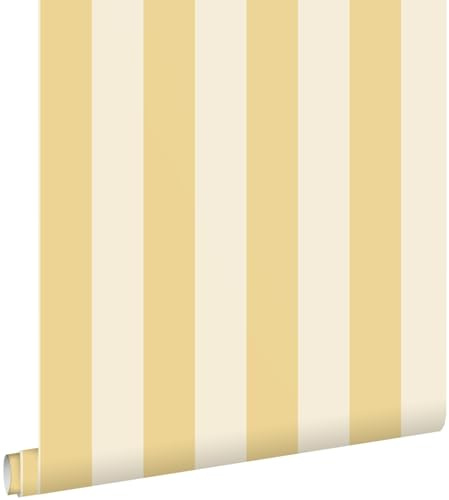 papier peint à rayures jaune et beige 0.53 x 10.05 m - ESTAhome