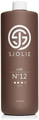 SJOLIE Spray Tan Solution - Luxe 12 - Violet Based Dark Blend | Sunless Tanning Solution for Deep, Dark Bronze Finish, All Natural (32oz)