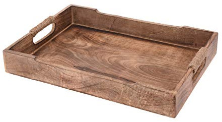 Tablett Serviertablett Holz Mango braun Holztablett Deko Dekotablett Dunkelbraun (Groß (46 x 30 cm))