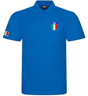 Super Lemon Italia Italiana Adulto Rugby Polo Blu Unisex Ideale per Fan Rugby 6 Nazioni e Coppa del Mondo disponibile fino a XS
