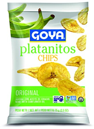 Goya Platanitos Chips Salados 75 gr, Snacks de platano salado | Plátano Deshidratado Crujiente.Ideal para Dips y Ceviches