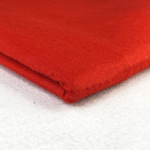 Acrylic Felt Fabric by the Metre - 60 (150cm) Extra Wide, 1mm Thick - Continuous Length Soft Crafting for Sewing, Applique, Decorations & Upholstery - Discount Fabrics LTD(Red,0.5)