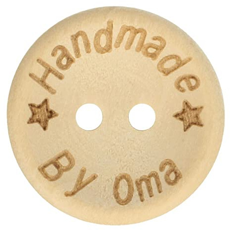 5 Holzknöpfe Made by Oma in verschiedenen Grössen (15 mm)