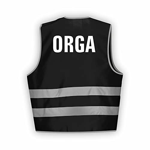 Fassbender-Druck WARNWESTEN - Sicherheitsweste SCHWARZ Warnweste nach EN ISO 20471 zertifiziert - Warn Weste ORGA - Unisex mit hochwertigem Reflektorstreifen (SCHWARZ I 3XL/4XL I 1St.)