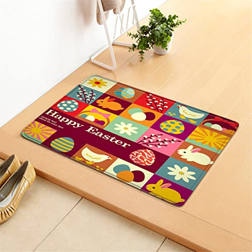 Chickwin Chickw1 Teppich Wohnzimmer Kurzflor Teppiches 3D Ostern Muster, Weiche Flanell Teppich Antirutschunterlage Krabbelmatte für Kinderzimmer Schlafzimmer Outdoor (Küken kariert,100x200cm)