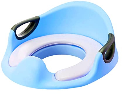 GrassVillage Potty Training Seat for Kids, Toddlers | Toilet Training Seat for Boys Girls with Handles, Backrest and Anti-Splash Design | Fits Round & Oval Toilets (Blue)