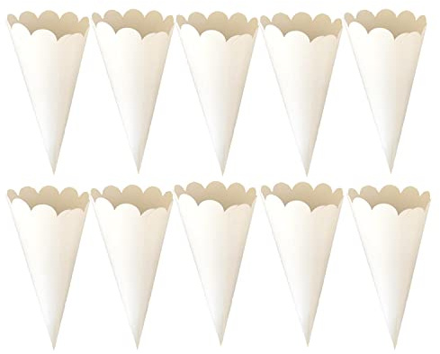 50 Pcs Paper Confetti Cones Flower Bouquet Petals Boxes Candy Holder Party Favors, White
