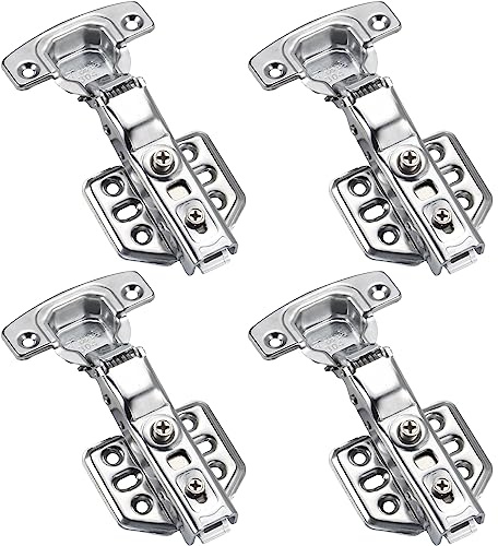 Lot de 4 Charnière Invisible Clipsable avec Amortisseur pour Portes de Meuble, Charnières en Acier Inox pour Placards