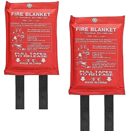 MORWIN Quick Release Fibreglass Fire Blankets Extinguisher For Home, Office, Caravan, School, BBQ, Camping, Fireplace - 2 Pack