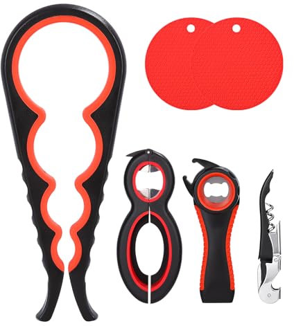 jutyum 6 Stück Glasöffner Greifer Flaschenöffner Multifunktions Flaschenöffner 6-in-1 Multi-Funktions Dosenöffner Glasöffner Deckelöffner schraubdeckelöffner 5-in-1 Deckelöffner