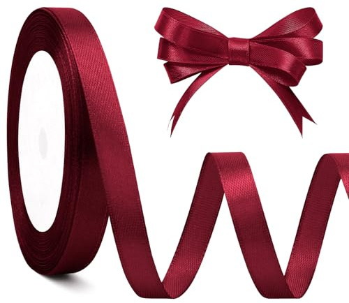 Ruban Rouge Satin 10mm X 23m Ribbon Rouge Carmin Burgundy Ruban Cadeau Fete Des Peres Meres Mariage Satin Bordeaux Gymnastique Satinée Inauguration Anniversaire Mariage Célébration Ballons Bouquet